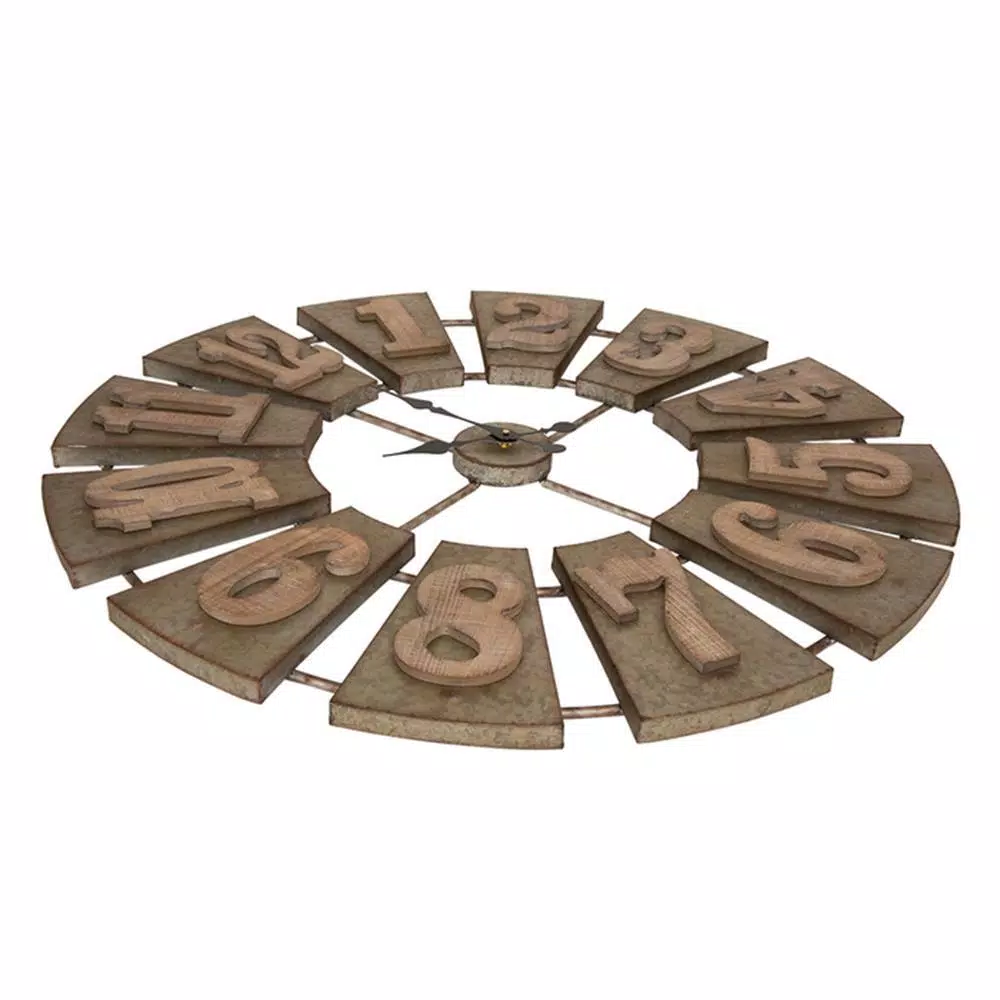 Wall Clocks Glitzhome 38.98 In. D Oversized Farmhouse Metal Wall Clock 4 Wall Clocks Glitzhome 38.98 In. D Oversized Farmhouse Metal Wall Clock - Image 2