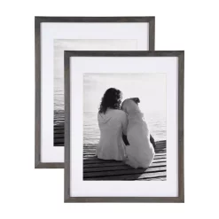 Picture Frames DesignOvation Gallery 14 In. X 18 In. Matted To 11 In. X 14 In. Gray Picture Frame (Set Of 2)