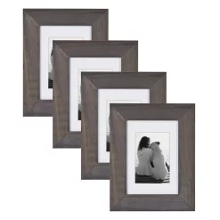 Picture Frames DesignOvation Museum 5 In. X 7 In. Matted To 3.5 In. X 5 In. Gray Picture Frame (Set Of 4)