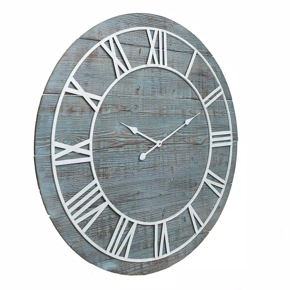 Wall Clocks Pinnacle Wood Plank Frameless Washed Gray Wall Clock 5 Wall Clocks Pinnacle Wood Plank Frameless Washed Gray Wall Clock - Image 3