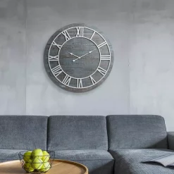 Wall Clocks Pinnacle Wood Plank Frameless Washed Gray Wall Clock