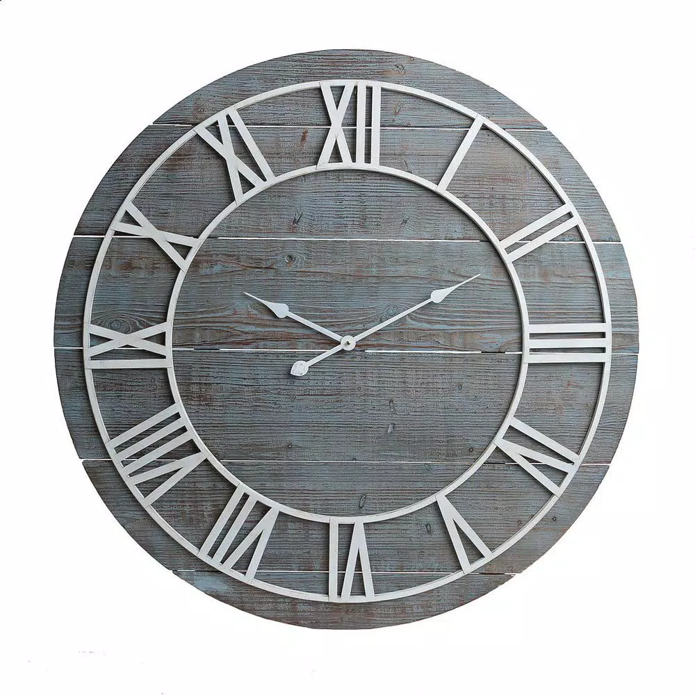Wall Clocks Pinnacle Wood Plank Frameless Washed Gray Wall Clock 4 Wall Clocks Pinnacle Wood Plank Frameless Washed Gray Wall Clock - Image 2