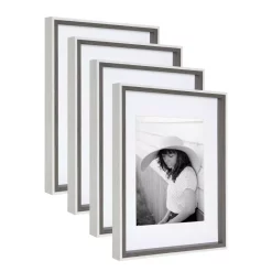 Kate And Laurel Gibson 11 In. X 14 In. Matted To 8 In. X 10 In. Gray/White Picture Frames (Set Of 4)