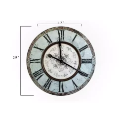 Wall Clocks 3R Studios Distressed Mint Green Wood Wall Clock -SAFAVIEH Shop green 3r studios wall clocks hd3383 1f 1000