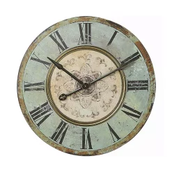 Wall Clocks 3R Studios Distressed Mint Green Wood Wall Clock