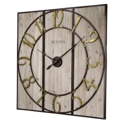 Wall Clocks Bulova Oversized 3-Panel Square Gallery Clock With A Weathered Wood 8 Wall Clocks Bulova Oversized 3-Panel Square Gallery Clock With A Weathered Wood -SAFAVIEH Shop grey bulova wall clocks c4113 4f 1000