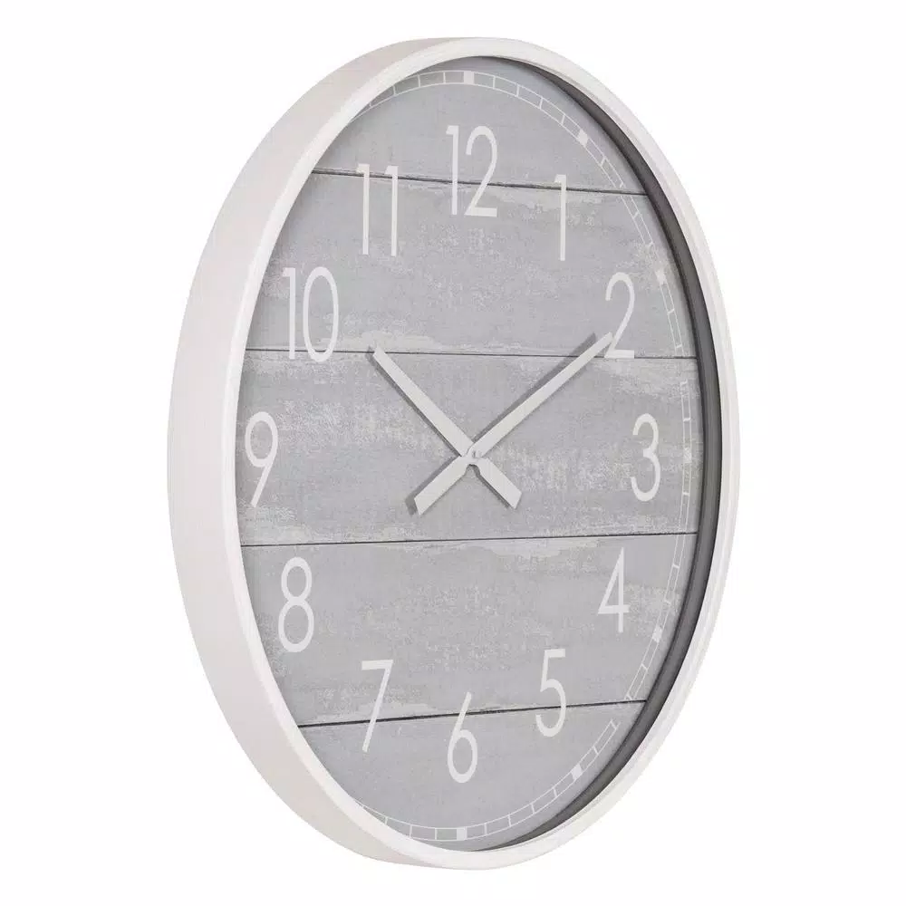 Wall Clocks Pinnacle 28 In. Gray Washed Wood Plank Round Wall Clock 5 Wall Clocks Pinnacle 28 In. Gray Washed Wood Plank Round Wall Clock - Image 3