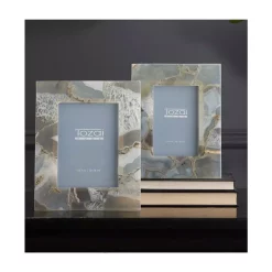 Two’s Company Natural Agate Grey Colored Picture Frames In Gift Box Includes 2 Sizes: 4 In. X 6 In. And 5 In. X 7 In. (Set Of 2) -SAFAVIEH Shop grey two s company picture frames hcm002 s2 c3 1000