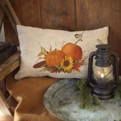 Throw Pillows Heritage Lace Harvest Pumpkin Natural Hidden Zipper Polyester 12 In. L X 20 In. W Throw Pillow