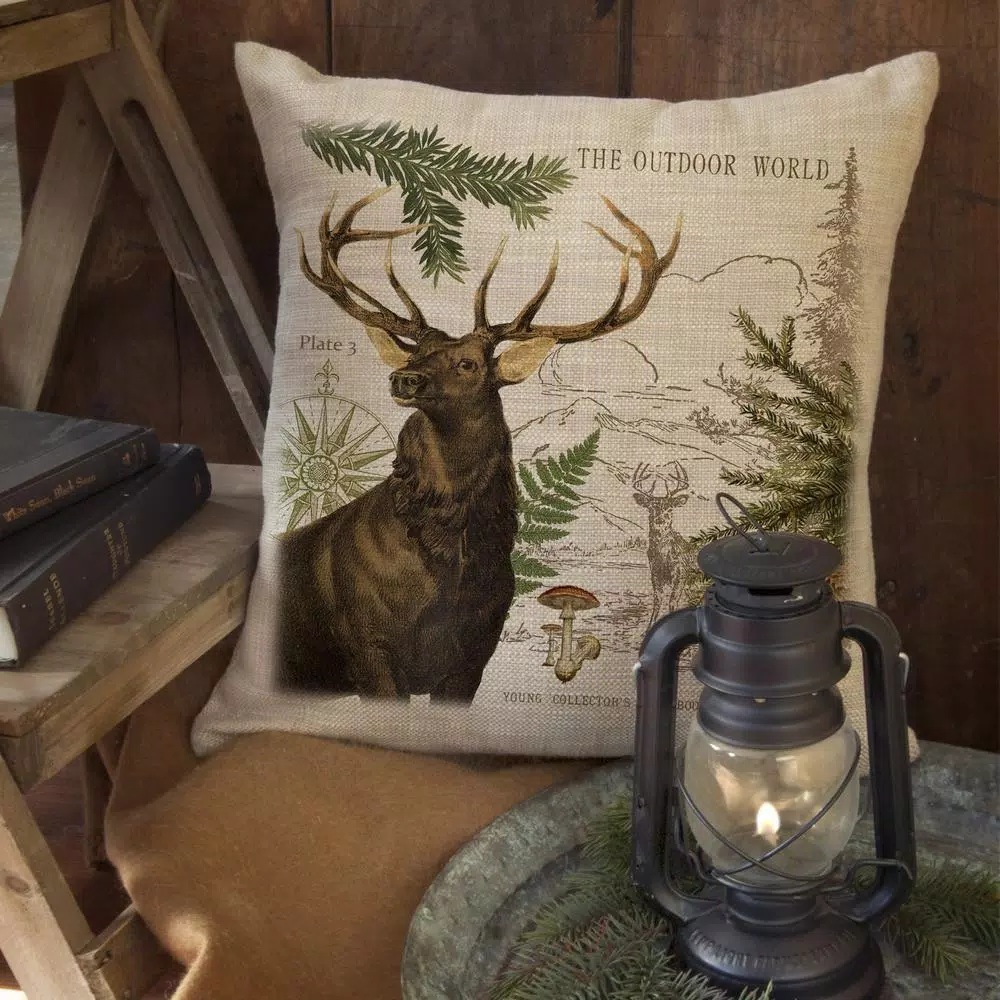 Throw Pillows Heritage Lace Lodge Hollow Natural Animal Print Polyester 18 In. X 18 In. Throw Pillow 4 Throw Pillows Heritage Lace Lodge Hollow Natural Animal Print Polyester 18 In. X 18 In. Throw Pillow - Image 2