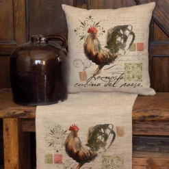 Throw Pillows Heritage Lace Rooster Run Natural Animal Print Polyester 18 In. X 18 In. Throw Pillow -SAFAVIEH Shop heritage lace throw pillows rr1818na 1 c3 1000