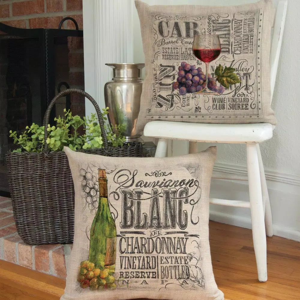 Throw Pillows Heritage Lace Wine Country Natural Graphic Polyester 18 In. X 18 In. Throw Pillow 5 Throw Pillows Heritage Lace Wine Country Natural Graphic Polyester 18 In. X 18 In. Throw Pillow - Image 3