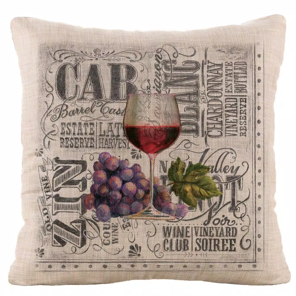 Throw Pillows Heritage Lace Wine Country Natural Graphic Polyester 18 In. X 18 In. Throw Pillow 4 Throw Pillows Heritage Lace Wine Country Natural Graphic Polyester 18 In. X 18 In. Throw Pillow - Image 2