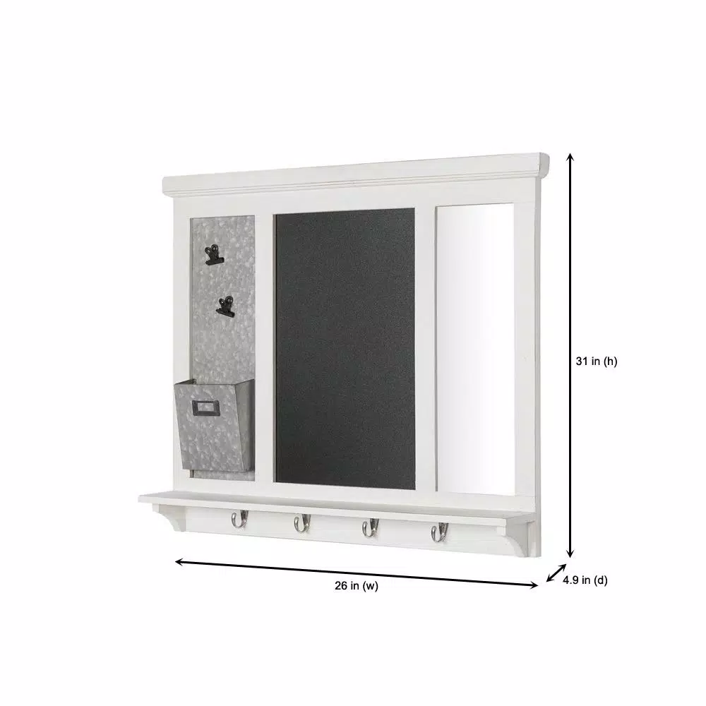 Memo Boards Home Decorators Collection 26 In. H X 31 In. W X 5 In D Home Decorators Collection White Wood Multi-Function Wall Organizer With Hooks 4 Memo Boards Home Decorators Collection 26 In. H X 31 In. W X 5 In D Home Decorators Collection White Wood Multi-Function Wall Organizer With Hooks - Image 2