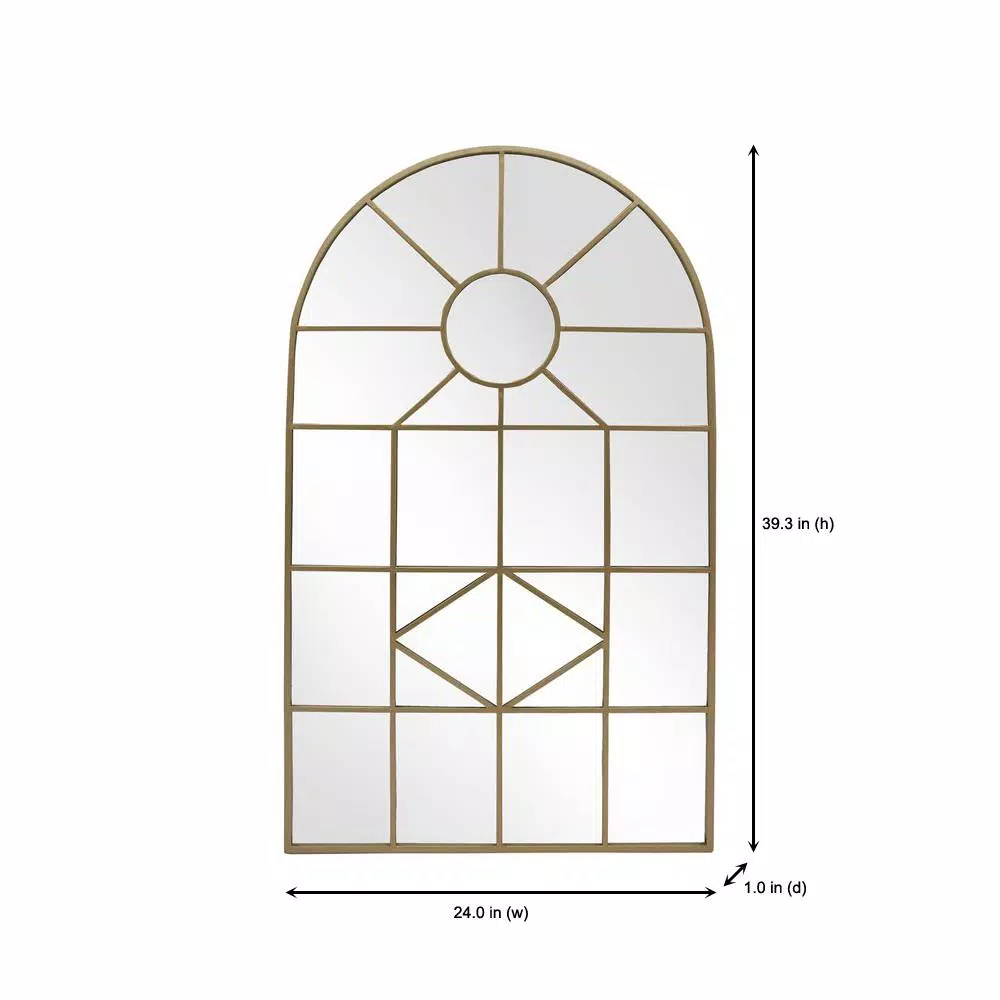 Wall Mirrors Home Decorators Collection Medium Arched Gold Windowpane Classic Accent Mirror (39 In. H X 24 In. W) 4 Wall Mirrors Home Decorators Collection Medium Arched Gold Windowpane Classic Accent Mirror (39 In. H X 24 In. W) - Image 2
