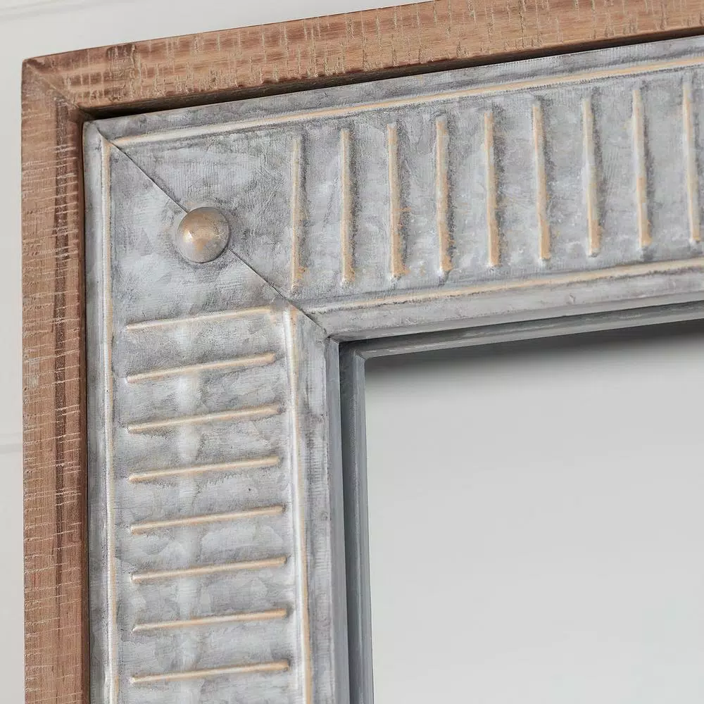 Wall Mirrors Home Decorators Collection Medium Rectangle Galvanized Antiqued Farmhouse Accent Mirror (39 In. H X 27 In. W) 7 Wall Mirrors Home Decorators Collection Medium Rectangle Galvanized Antiqued Farmhouse Accent Mirror (39 In. H X 27 In. W) - Image 5