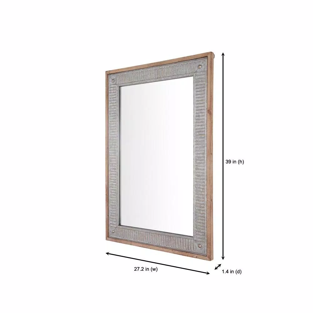 Wall Mirrors Home Decorators Collection Medium Rectangle Galvanized Antiqued Farmhouse Accent Mirror (39 In. H X 27 In. W) 4 Wall Mirrors Home Decorators Collection Medium Rectangle Galvanized Antiqued Farmhouse Accent Mirror (39 In. H X 27 In. W) - Image 2