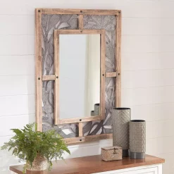 Wall Mirrors Home Decorators Collection Medium Rectangle Wood & Metal Antiqued Farmhouse Accent Mirror (39 In. H X 29 In. W) -SAFAVIEH Shop home decorators collection wall mirrors schd41607 40 1000