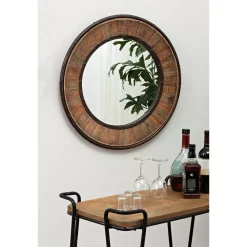 Wall Mirrors Home Decorators Collection Medium Round Farmhouse Accent Mirror With Wood Finish (31 In. Diameter) -SAFAVIEH Shop home decorators collection wall mirrors schd41624 31 1000