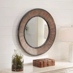 Wall Mirrors Home Decorators Collection Medium Round Farmhouse Accent Mirror With Wood Finish (31 In. Diameter) -SAFAVIEH Shop home decorators collection wall mirrors schd41624 40 1000