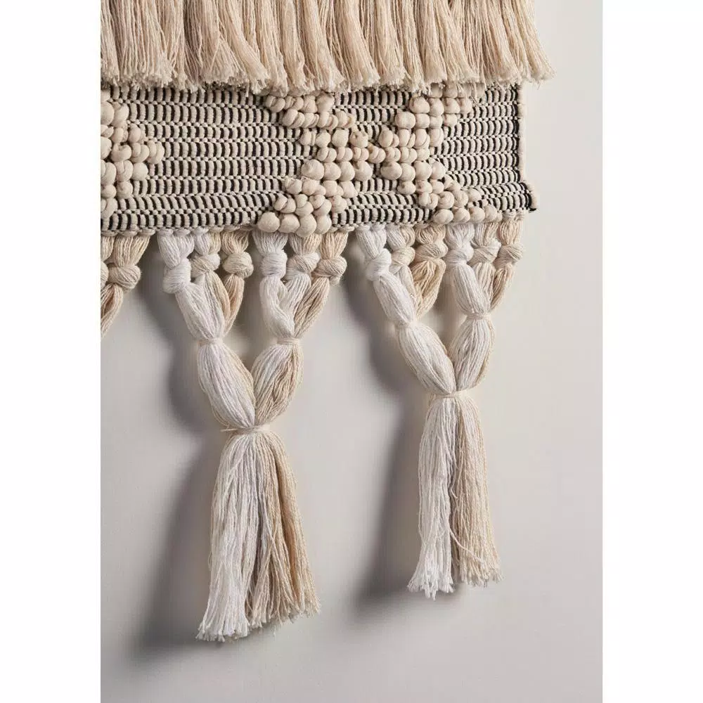 Wall Accents LR Home Fringed Bohemian Neutral Ivory / Natural Tasseled Wall Tapestry 7 Wall Accents LR Home Fringed Bohemian Neutral Ivory / Natural Tasseled Wall Tapestry - Image 5