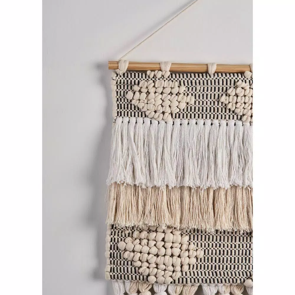 Wall Accents LR Home Fringed Bohemian Neutral Ivory / Natural Tasseled Wall Tapestry 4 Wall Accents LR Home Fringed Bohemian Neutral Ivory / Natural Tasseled Wall Tapestry - Image 2