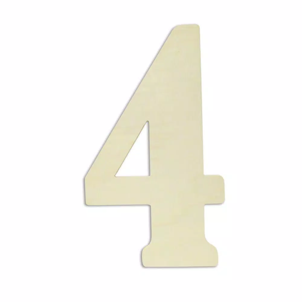 Decorative Letters Jeff McWilliams Designs 18 In. Oversized Unfinished Wood Number “4” 3 Decorative Letters Jeff McWilliams Designs 18 In. Oversized Unfinished Wood Number “4”
