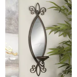 Wall Accents LITTON LANE 25 In. New Traditional Wall Candle Sconce With Elliptical Mirror