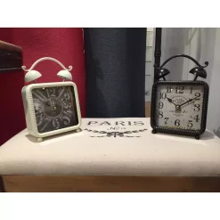 Table Clocks LITTON LANE 9 In. X 6 In. Square Iron Desk Clock (2-Pack)