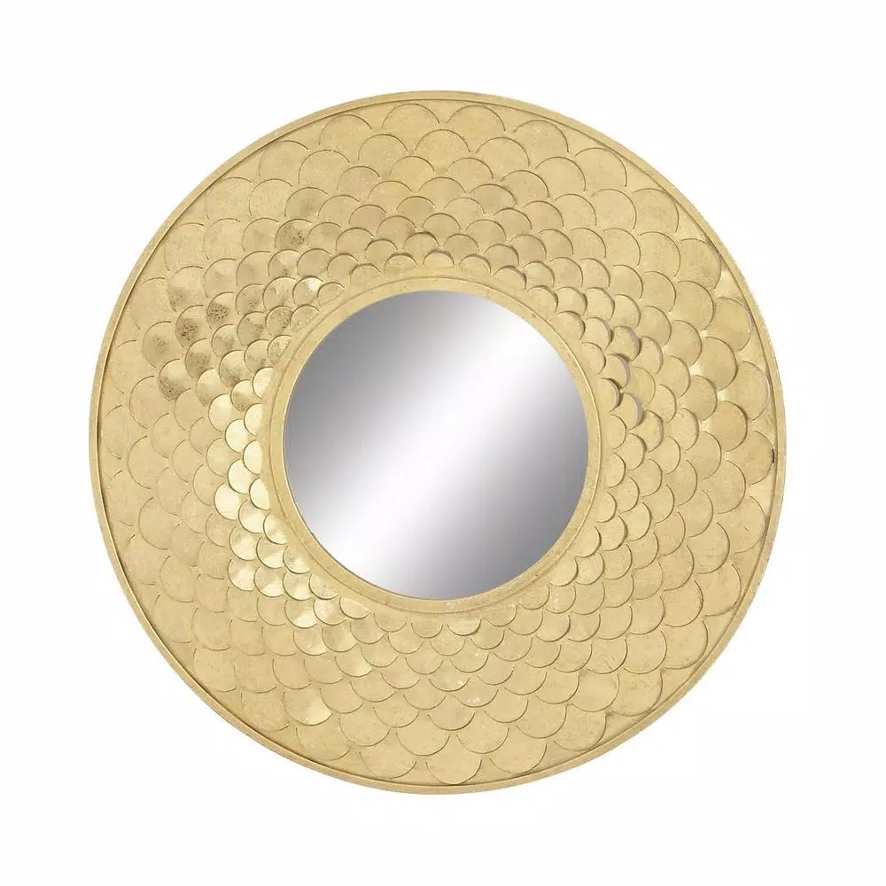 LITTON LANE Medium Round Gold Contemporary Mirror (32 in. H x 32 in. W) Wall Mirrors LITTON LANE Medium Round Gold Contemporary Mirror (32 In. H X 32 In. W) -SAFAVIEH Shop litton lane wall mirrors 48669 64 1000