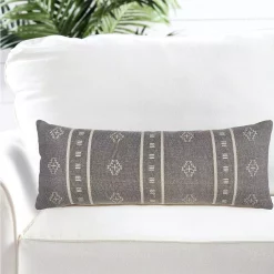 Throw Pillows LR Home Embroidered Ethnic 14 In. X 36 In. Gray/Cream Rectangle Throw Pillow -SAFAVIEH Shop lr home throw pillows pillo04694fro1230 31 1000