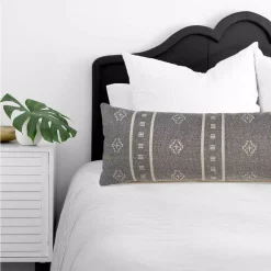 Throw Pillows LR Home Embroidered Ethnic 14 In. X 36 In. Gray/Cream Rectangle Throw Pillow -SAFAVIEH Shop lr home throw pillows pillo04694fro1230 44 1000