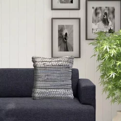 Throw Pillows LR Home Crest Navy Blue / Ivory Abstract Textured Cozy Poly-Fill 18 In. X 18 In. Throw Pillow -SAFAVIEH Shop lr home throw pillows pillo07435bloiipl fa 1000