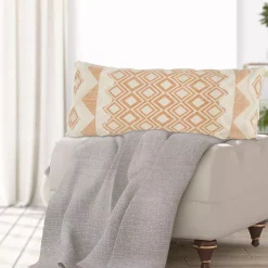 Throw Pillows LR Home 36 In. X 14 In. Orange/Cream Tufted Geometric Burnt Cotton Standard Throw Pillow -SAFAVIEH Shop lr home throw pillows pillo07440gol1230 31 1000