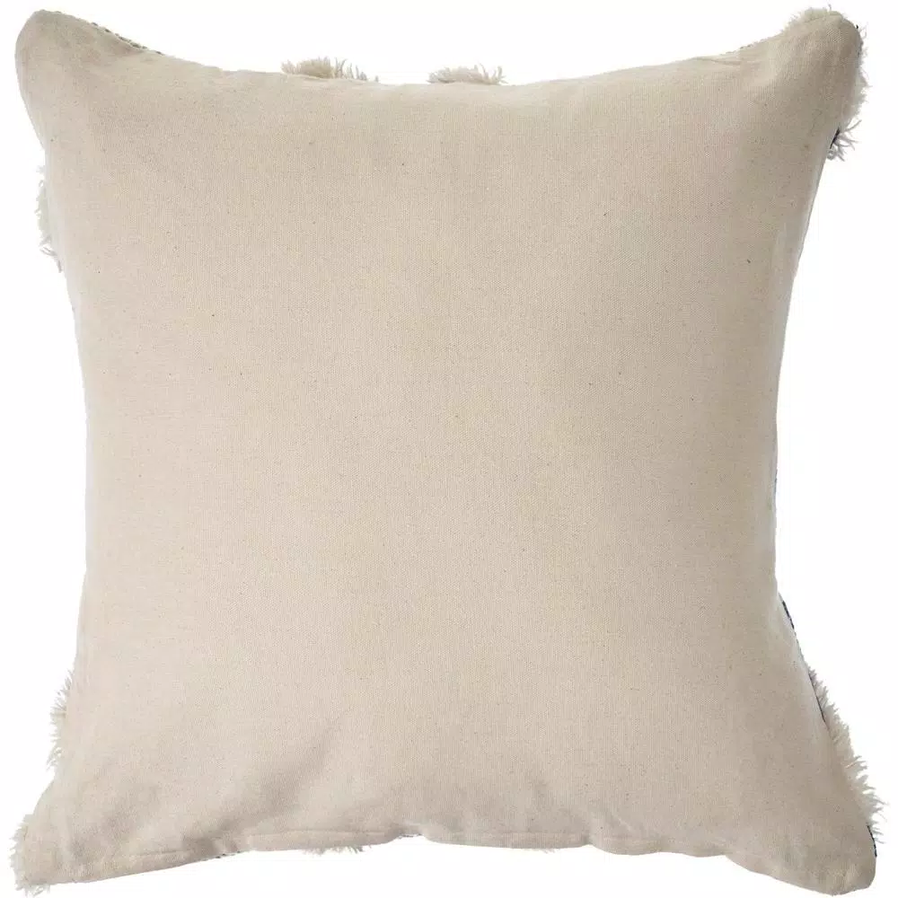Throw Pillows LR Home 20 In. X 20 In. Off White/Blue Tufted Winter Paradise Southwest Standard Throw Pillow 6 Throw Pillows LR Home 20 In. X 20 In. Off White/Blue Tufted Winter Paradise Southwest Standard Throw Pillow - Image 4