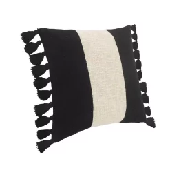 Throw Pillows LR Home Trinity Black And Ivory Stripe Fringe Soft Poly-fill 20 In. X 20 In. Throw Pillow -SAFAVIEH Shop lr home throw pillows pillo07504wblffpl 1f 1000