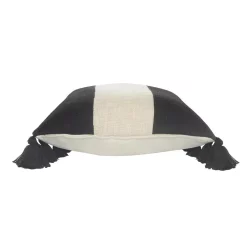 Throw Pillows LR Home Trinity Black And Ivory Stripe Fringe Soft Poly-fill 20 In. X 20 In. Throw Pillow -SAFAVIEH Shop lr home throw pillows pillo07504wblffpl 4f 1000