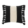 Throw Pillows LR Home Trinity Black And Ivory Stripe Fringe Soft Poly-fill 20 In. X 20 In. Throw Pillow