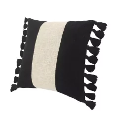 Throw Pillows LR Home Trinity Black And Ivory Stripe Fringe Soft Poly-fill 20 In. X 20 In. Throw Pillow -SAFAVIEH Shop lr home throw pillows pillo07504wblffpl c3 1000