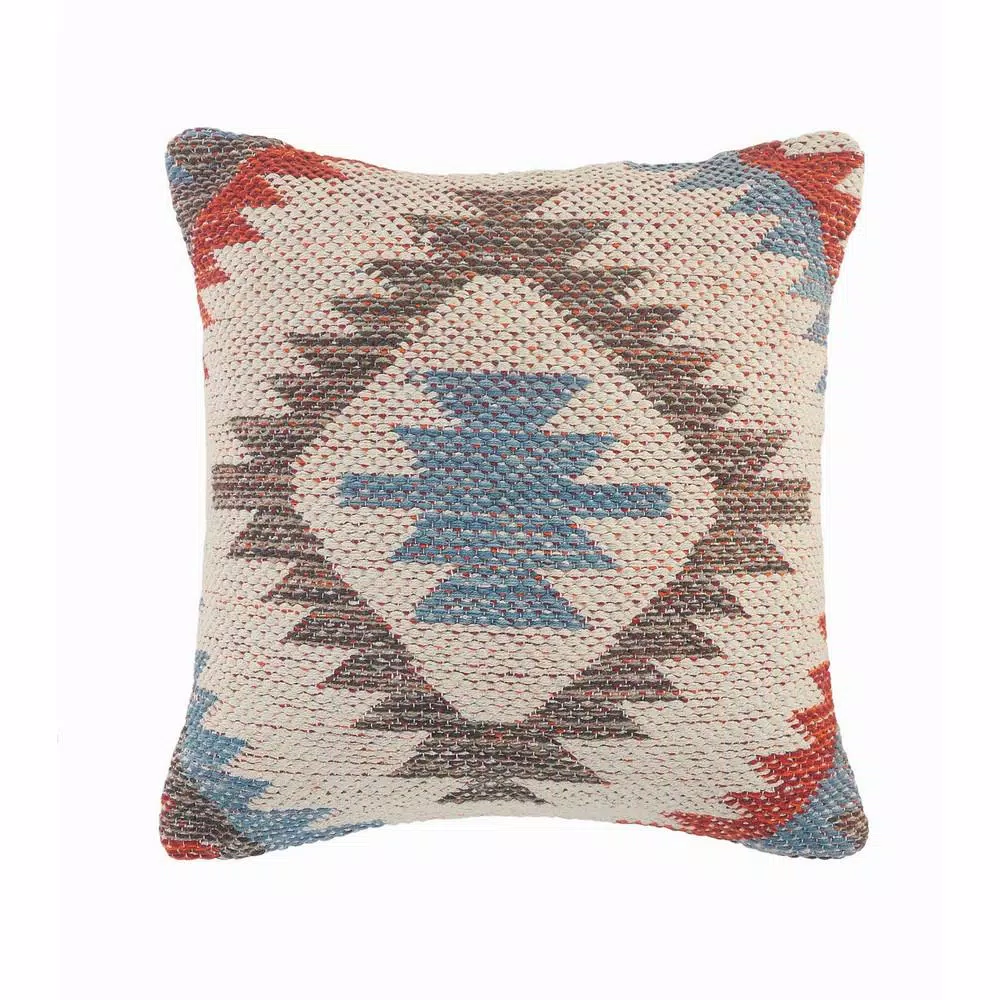Throw Pillows LR Home Country Red Blue Gray Southwest Cozy Poly-Fill 18 In. X 18 In. Throw Pillow 3 Throw Pillows LR Home Country Red Blue Gray Southwest Cozy Poly-Fill 18 In. X 18 In. Throw Pillow