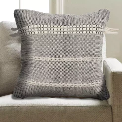 Throw Pillows LR Resources Zanthia Black And Natural Striped Hypoallergenic Cotton 20 In. X 20 In. Throw Pillow -SAFAVIEH Shop lr resources throw pillows pillo07317bknffpl 1f 1000