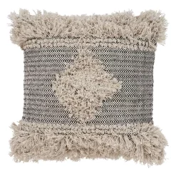 Throw Pillows LR Resources Cottage Natural And Black Geometric Hypoallergenic Polyester 20 In. X 20 In. Throw Pillow