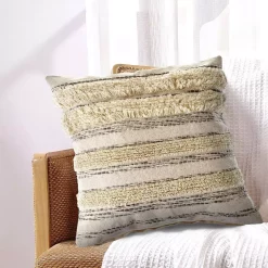 Throw Pillows LR Resources Zanthia Cream / Gray / Gold Striped Hypoallergenic Polyester 20 In. X 20 In. Throw Pillow -SAFAVIEH Shop lr resources throw pillows pillo07321bknffpl 31 1000