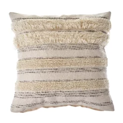 Throw Pillows LR Resources Zanthia Cream / Gray / Gold Striped Hypoallergenic Polyester 20 In. X 20 In. Throw Pillow