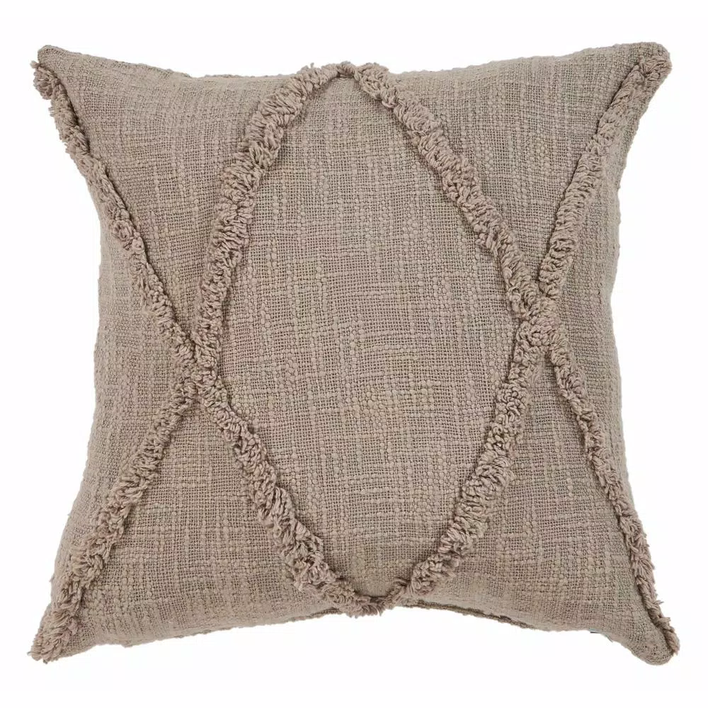 Throw Pillows LR Resources Understated Taupe Solid Hypoallergenic Polyester 20 In. X 20 In. Throw Pillow 7 Throw Pillows LR Resources Understated Taupe Solid Hypoallergenic Polyester 20 In. X 20 In. Throw Pillow - Image 5