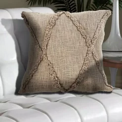 Throw Pillows LR Resources Understated Taupe Solid Hypoallergenic Polyester 20 In. X 20 In. Throw Pillow