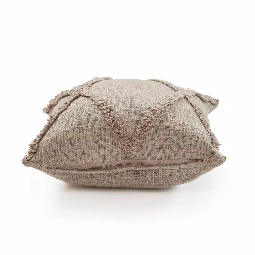 Throw Pillows LR Resources Understated Taupe Solid Hypoallergenic Polyester 20 In. X 20 In. Throw Pillow 6 Throw Pillows LR Resources Understated Taupe Solid Hypoallergenic Polyester 20 In. X 20 In. Throw Pillow - Image 4