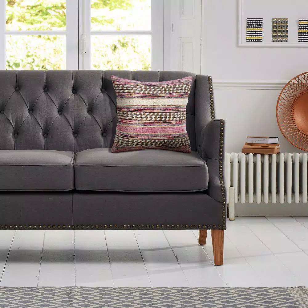 Throw Pillows LR Resources Eclectic Pink Striped Hypoallergenic Polyester 18 In. X 18 In. Throw Pillow 9 Throw Pillows LR Resources Eclectic Pink Striped Hypoallergenic Polyester 18 In. X 18 In. Throw Pillow - Image 7