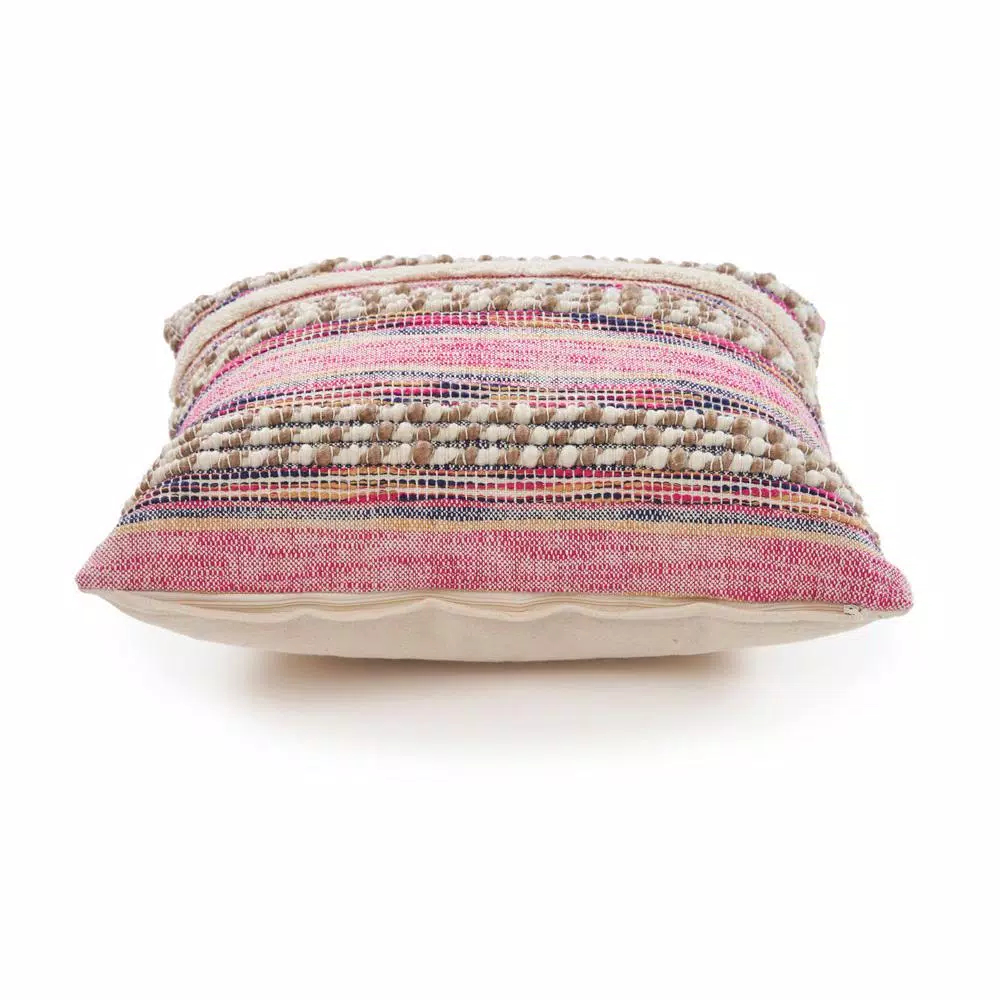 Throw Pillows LR Resources Eclectic Pink Striped Hypoallergenic Polyester 18 In. X 18 In. Throw Pillow 5 Throw Pillows LR Resources Eclectic Pink Striped Hypoallergenic Polyester 18 In. X 18 In. Throw Pillow - Image 3