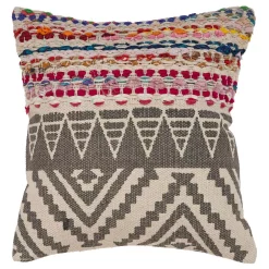 Throw Pillows LR Resources Bohemian Multicolored Geometric Hypoallergenic Polyester 18 In. X 18 In. Throw Pillow